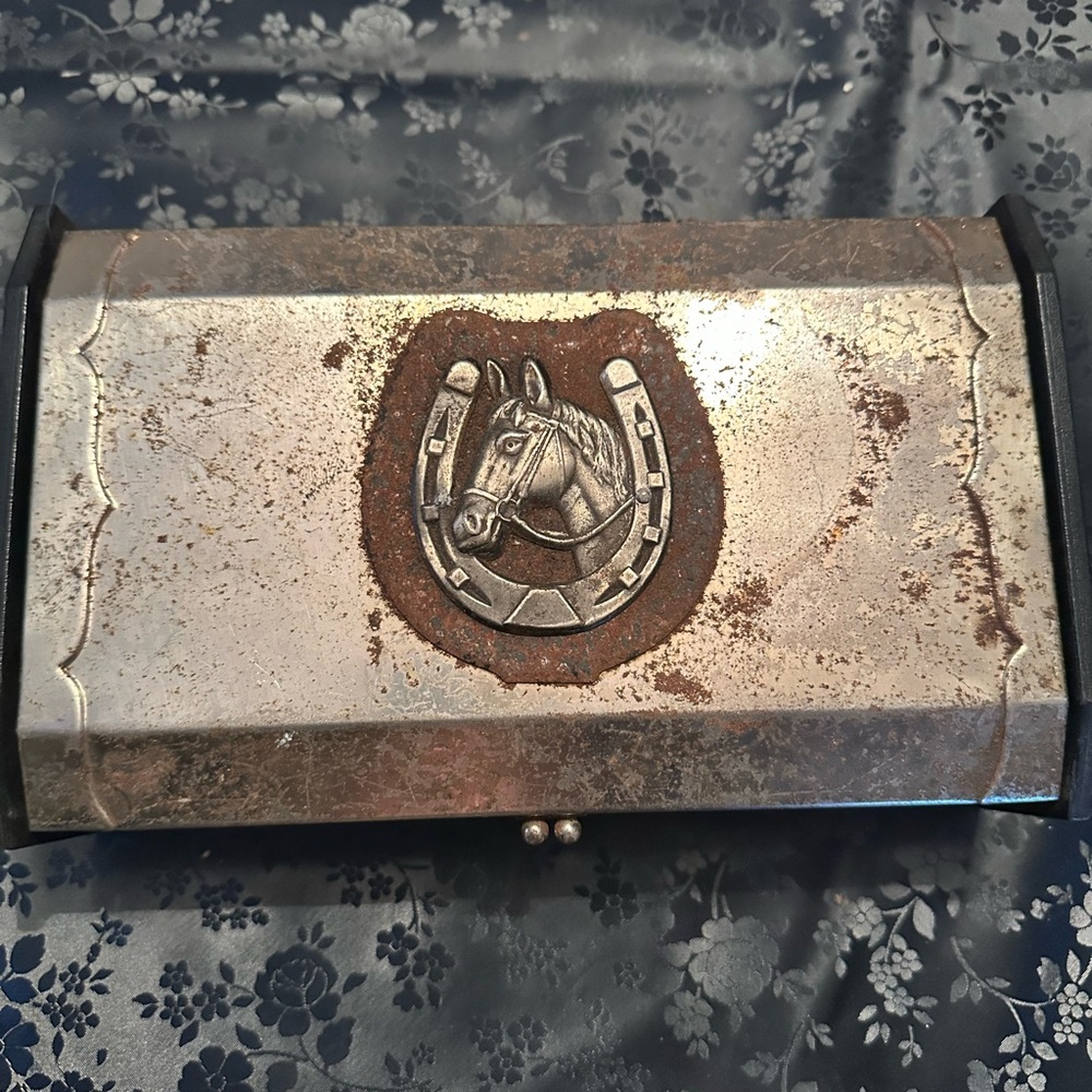 Vintage Metal Horse Jewelry Box
